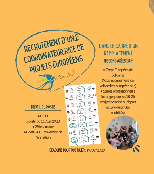 Recrutement d'un.e coordinateur.rice de projets européens